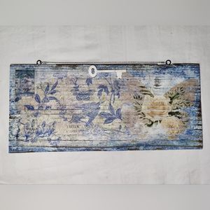 Barnwood wall art, vintage, weathered look, blues and cream, birds & butterflies